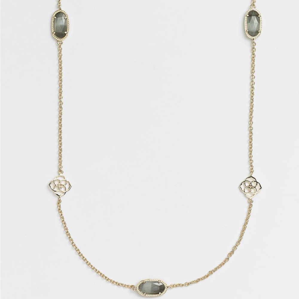 Kendra Scott Gray Cats Eye Sonya Station Necklace - Picture 6 of 6